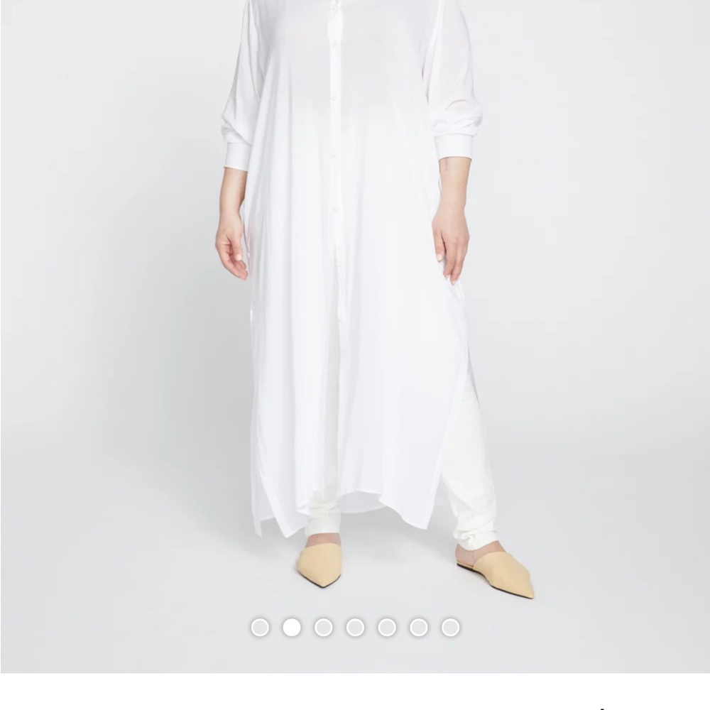 Universal Standard White Long Button-Up Shirt Dress
